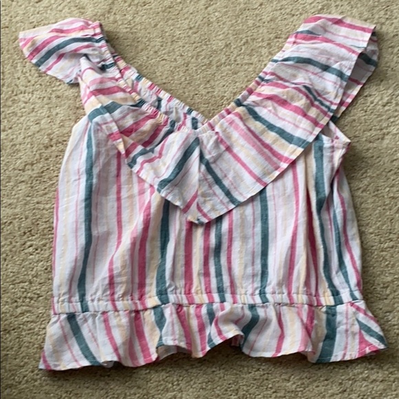 NWT express striped ruffle crop size large - Picture 2 of 2